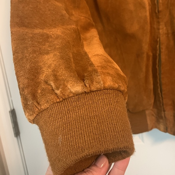 Vintage 100% leather bomber suede zip-up jacket - Picture 5 of 11